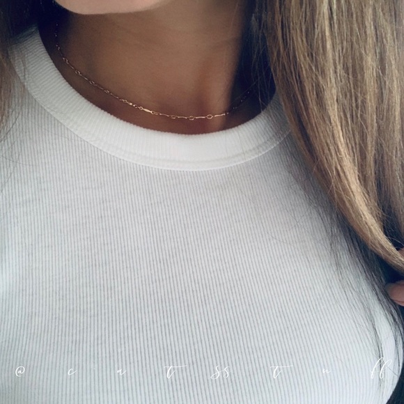 14k Gold Filled Bar Link Choker Necklace - Picture 5 of 10